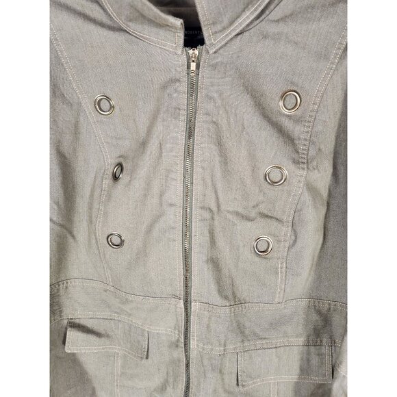 Robert Louis Womens Plus Jacket Olive Green Moder Career Safari Military 3X - Picture 2 of 4